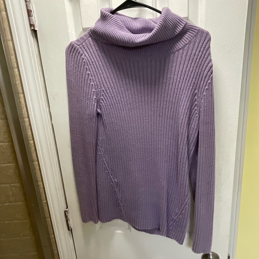 Sonoma Womens Turtleneck Long Sleeve Ribbed Purple Pullover Sweater Size Medium